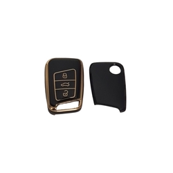 Silikonový obal autoklíče DE LUXE - VAG MQB KESSY černá/zlatá